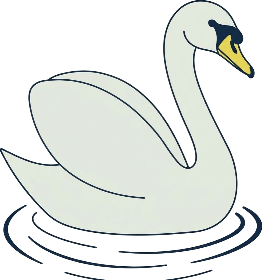 Illustration of a swan, the SWAN-OM mark.